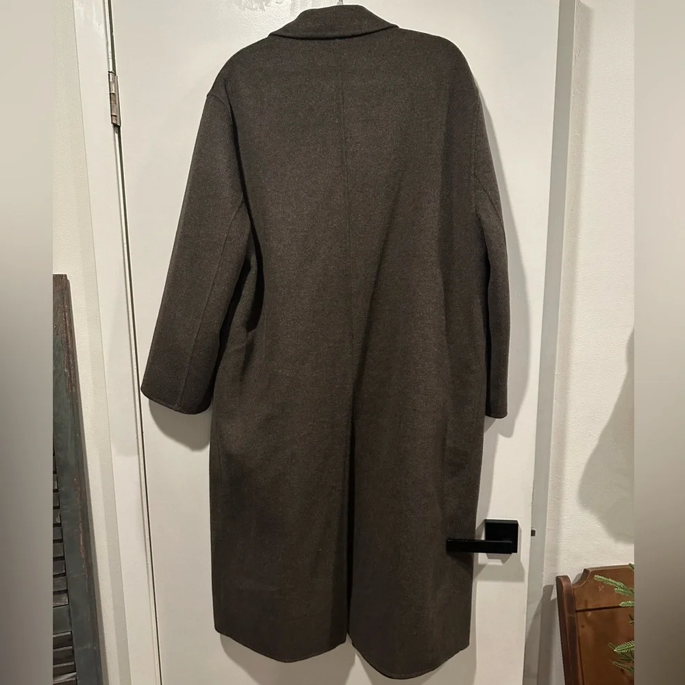 Zara Women's Oversized Brown Marl Wool Blend Double Breasted Coat - Picture 4 of 5